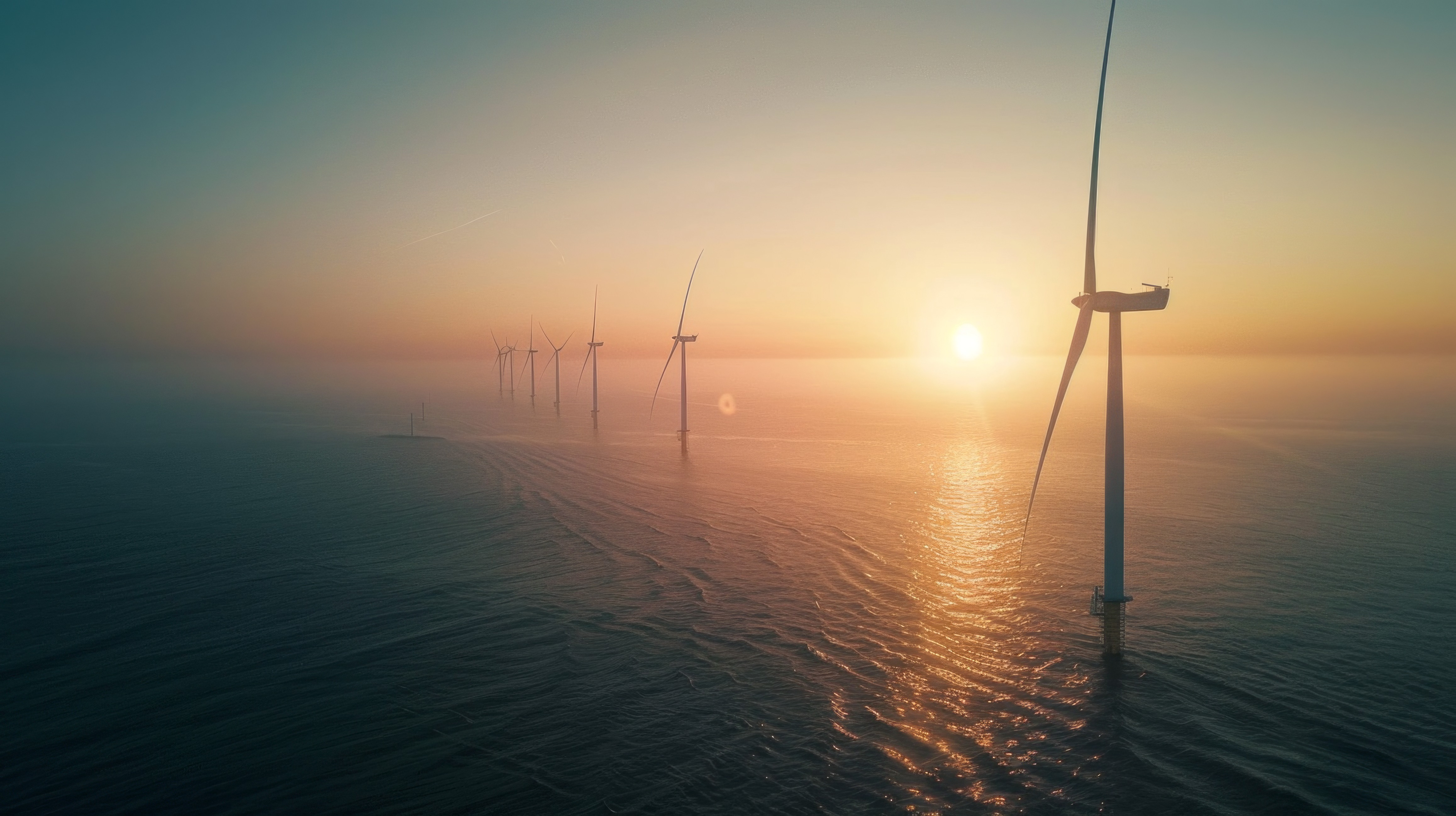 A wind turbina on the sea